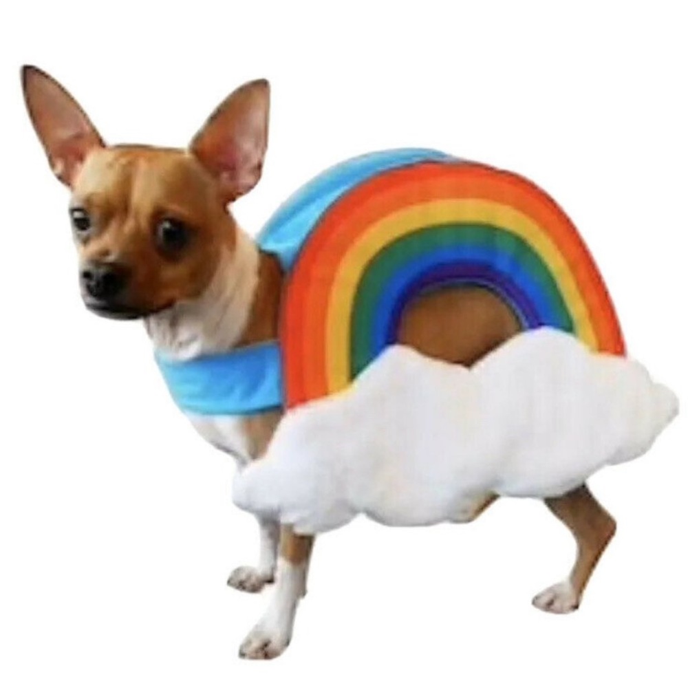 NWT Rainbow Small Dog Pet‎ Halloween Costume Parade Fur Clouds Velcro Pride